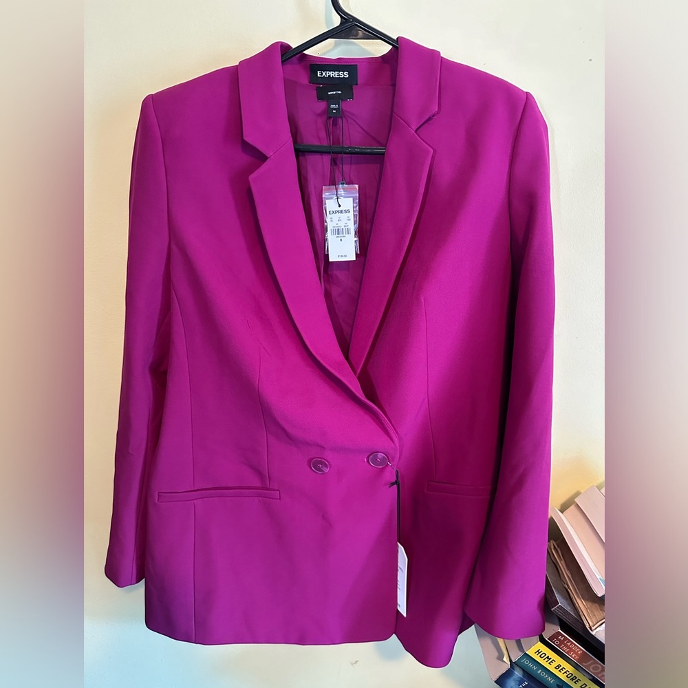 Express Purple Blazer Structured Professional Des… - image 1